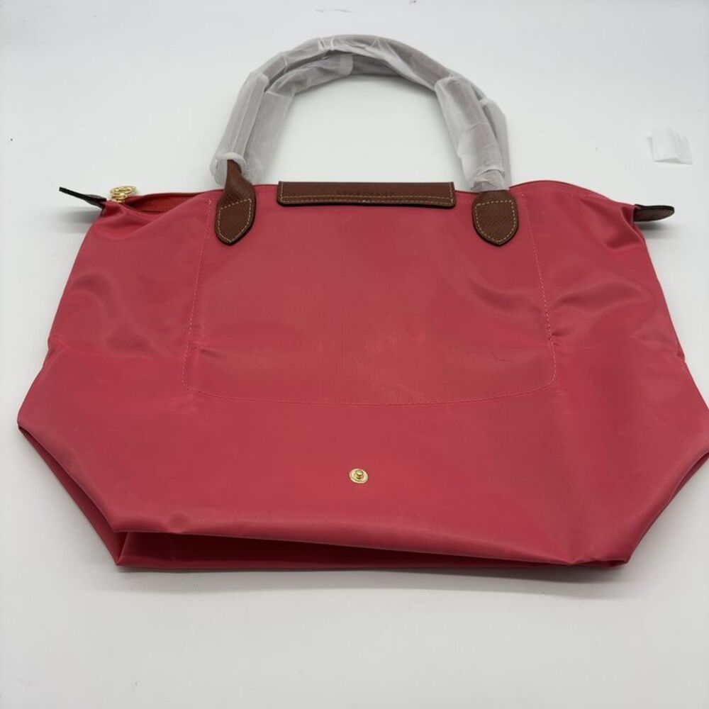 Longchamp Le Pliage Original M Tote in Strawberry with Brown Trim - Picture 4 of 5